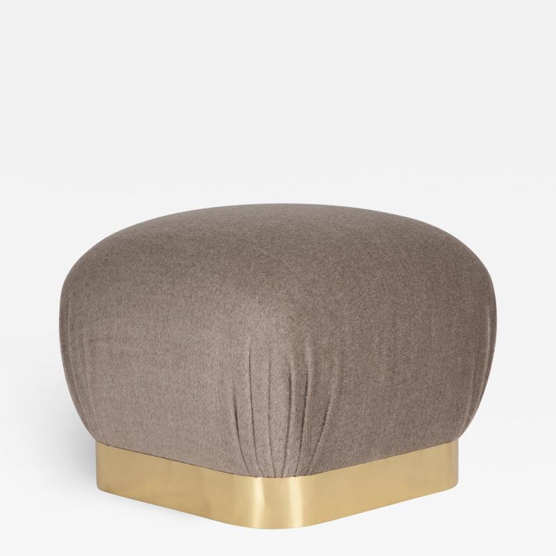 Karl Springer Karl Springer Souffle Ottoman with Brass Base 1970s