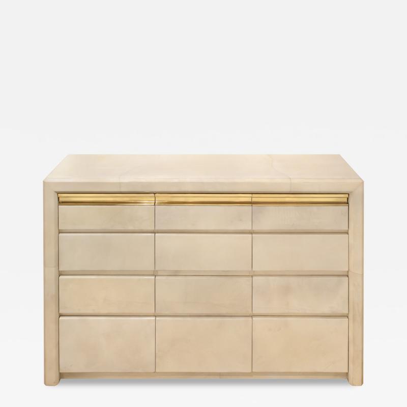 Karl Springer Karl Springer Stunning Chest of Drawers in Lacquered Goatskin 1980s