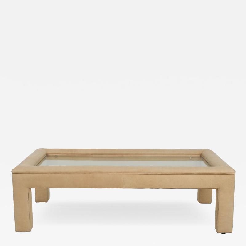 Karl Springer Karl Springer Style Padded Leather Coffee Table 1980 c 