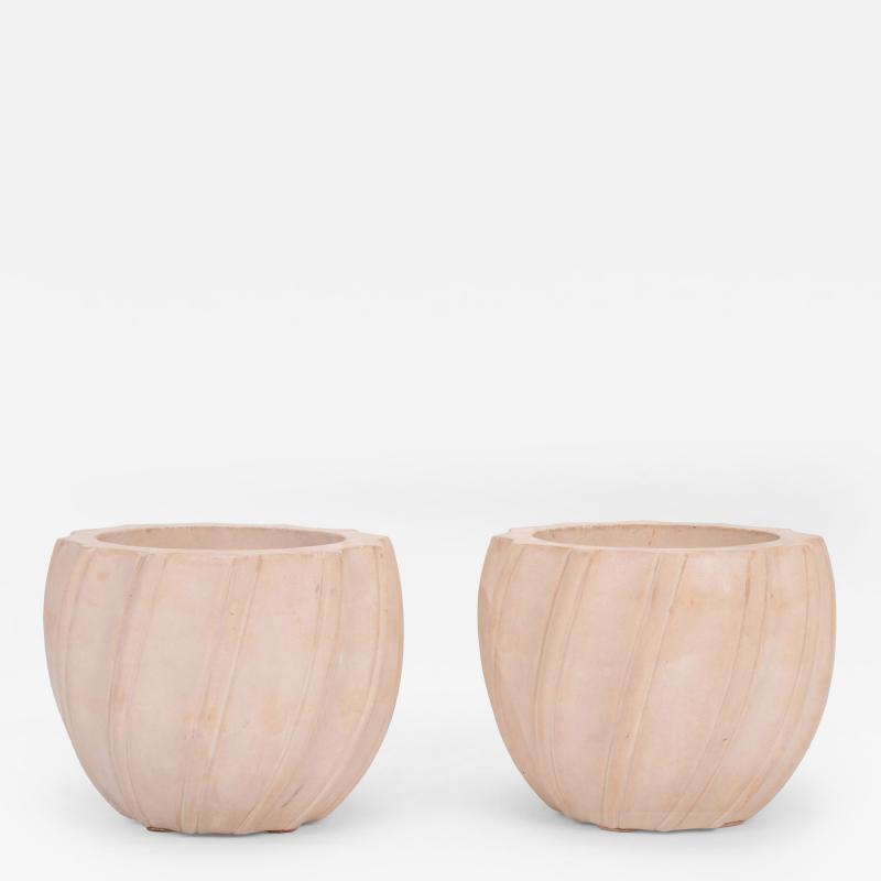 Karl Springer Karl Springer Style Ribbed Planter c 1980