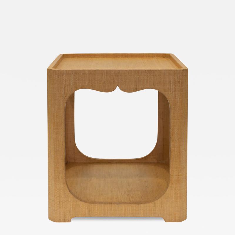 Karl Springer Karl Springer Two Tier Side Table in Grasscloth 1976 1978