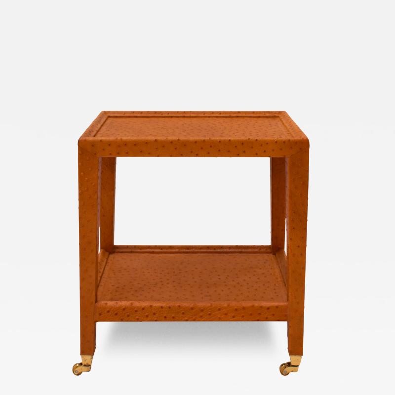 Karl Springer Karl Springer Unique Telephone Table in Camel Ostrich Skin 1980s