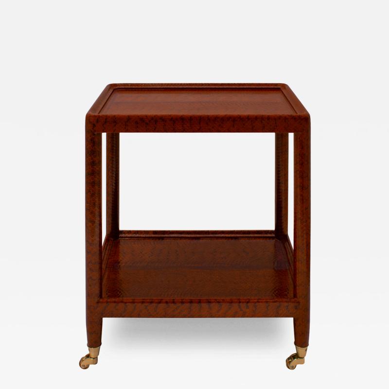 Karl Springer Karl Springer Unique Telephone Table in Chestnut Snake Skin 1980s