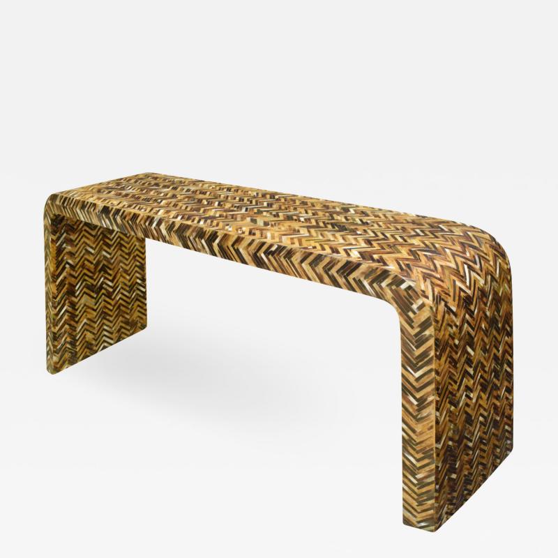Karl Springer Karl Springer Waterfall Console Table in Lacquered Tessellated Horn 1970s