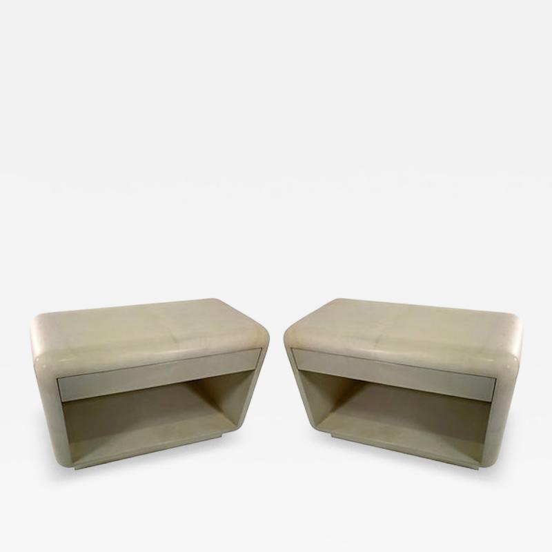 Karl Springer LTD A Pair of American Modern Bullnose Night Tables Karl Springer