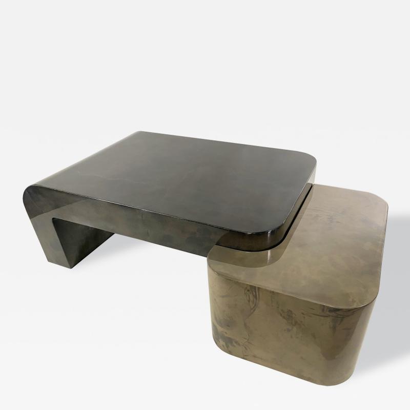 Karl Springer LTD Customizable Karl Springer Ltd Interlocking Parchment Goatskin Coffee Table