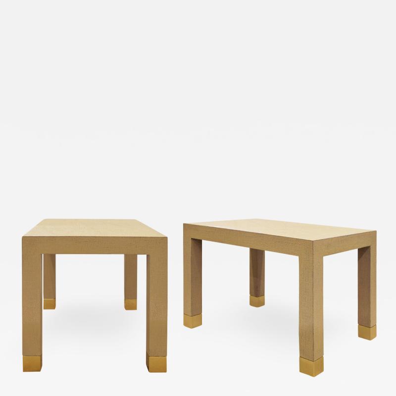 Karl Springer LTD Karl Springer Classic Parsons Side Tables in Lacquered Linen early 2003