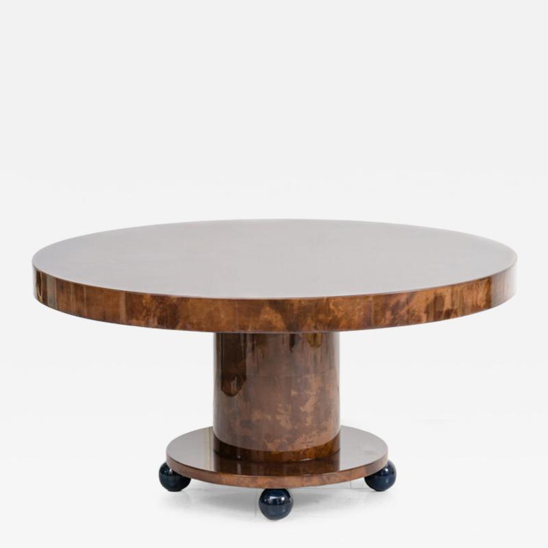 Karl Springer LTD Karl Springer LTD Lacquered Goatskin Ball Foot Table USA
