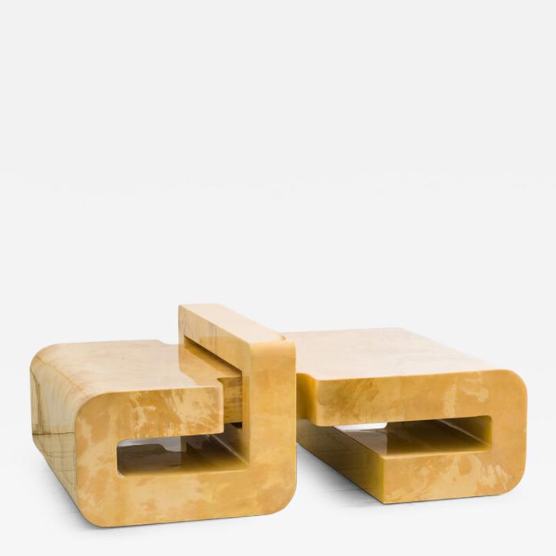 Karl Springer LTD Karl Springer LTD Lacquered Goatskin Sculpture Low Table USA