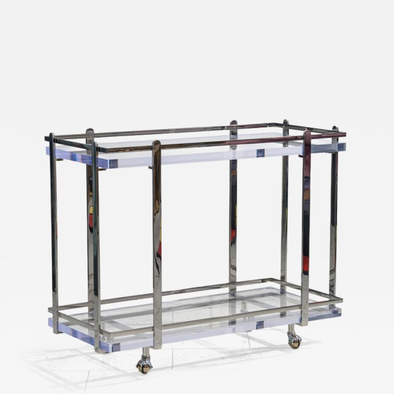 Karl Springer LTD Karl Springer LTD Stainless Steel and Lucite Bar Cart USA