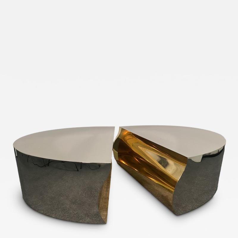 Karl Springer LTD Karl Springer Modern Stainless Steel Bronze Center Freeform Cocktail Table