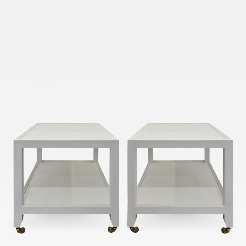 Karl Springer LTD Karl Springer Pair of End Tables in Lacquered Linen ca 2000 Signed 