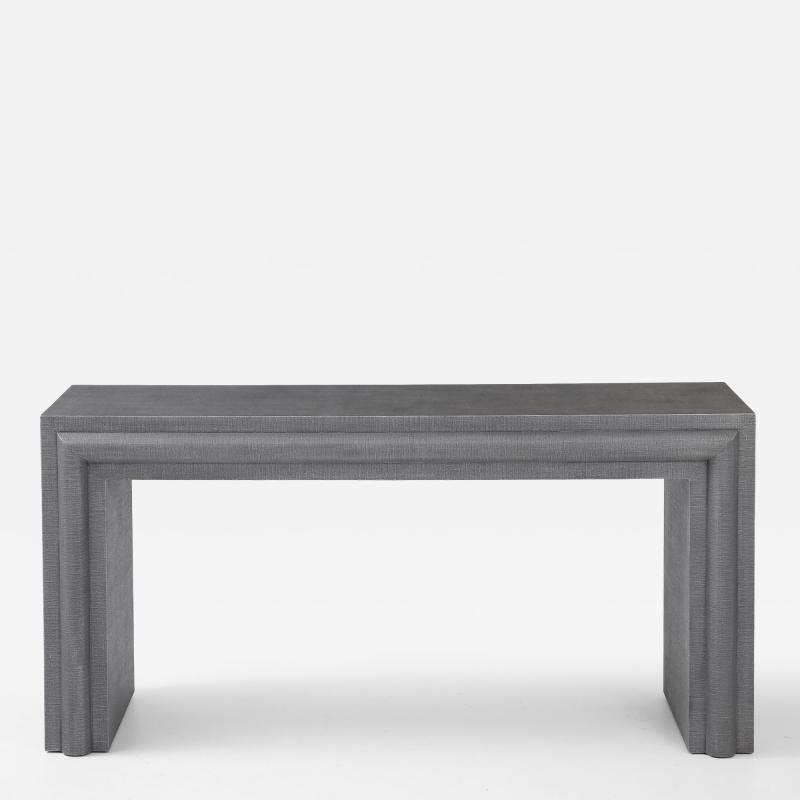 Karl Springer Lacquered Linen Console Table in the style of Karl Springer 