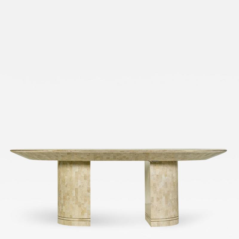 Karl Springer Large Dining Table with Stone Mosaic Surface by Karl Springer