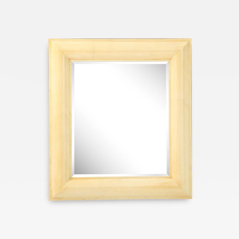 Karl Springer Large Lacquered Goatskin Beveled Wall Mirror by Karl Springer