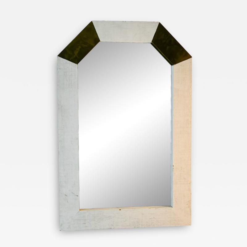 Karl Springer MODERN GRASSCLOTH AND BRASS MIRROR