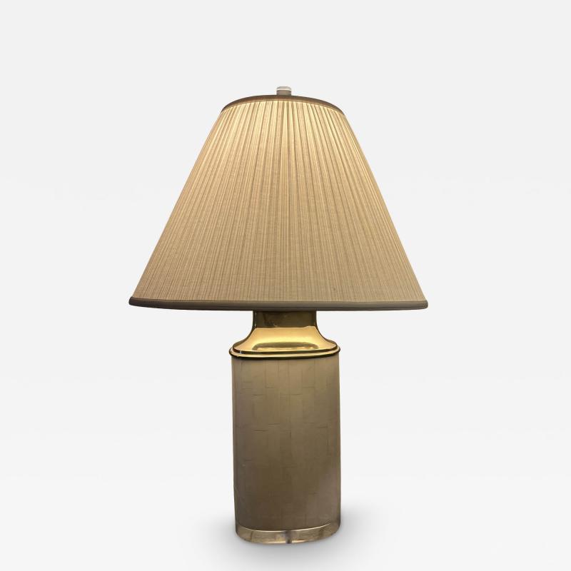 Karl Springer MODERN LUCITE AND BRASS TESELLATED BONE LAMP IN THE MANNER OF KARL SPRINGER