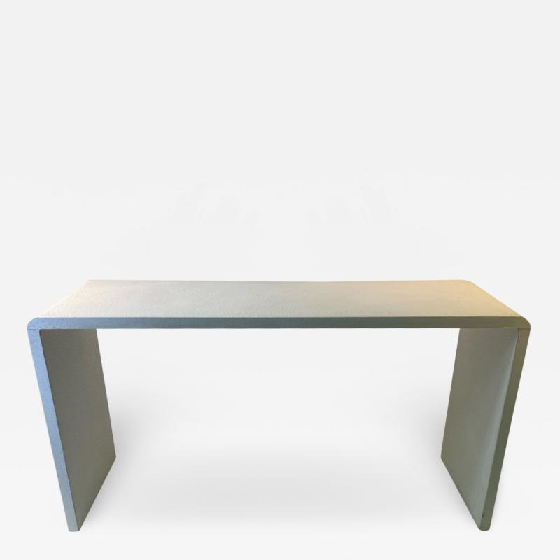 Karl Springer MODERN WHITE FAUX OSTRICH CONSOLE TABLE IN THE MANNER OF KARL SPRINGER