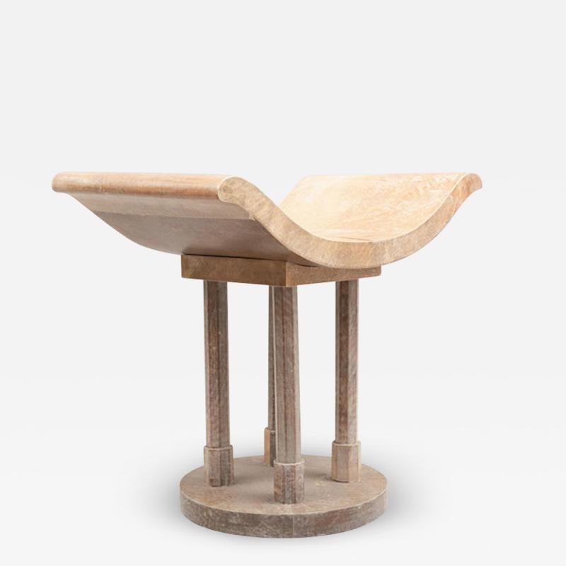 Karl Springer MODERNIST PARCHMENT STOOL IN THE MANNER OF KARL SPRINGER