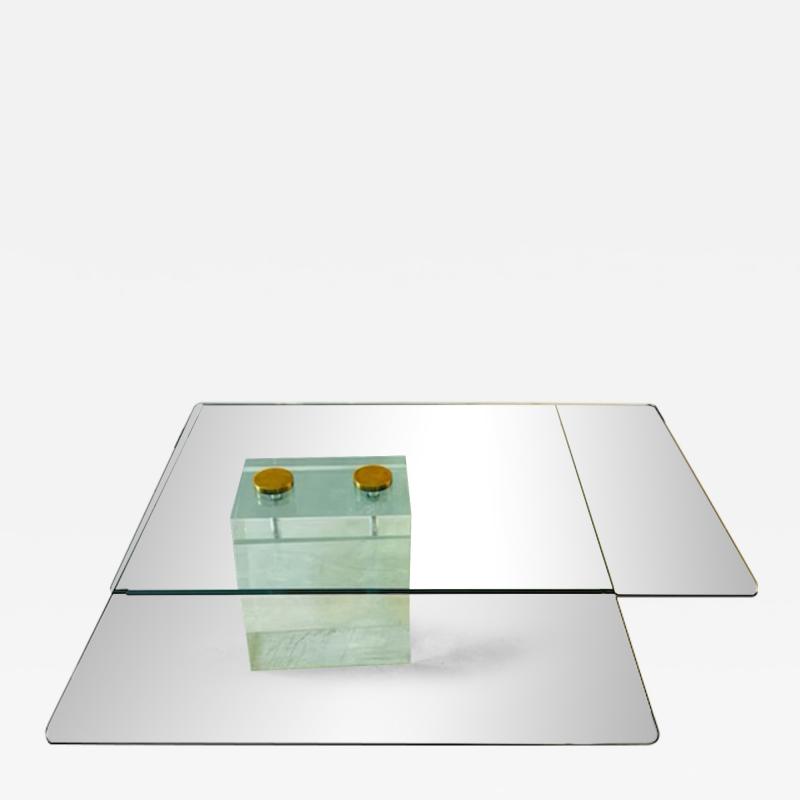 Karl Springer MONUMENTAL MODERNIST GLASS AND LUCITE TABLE ATTRIBUTED TO KARL SPRINGER