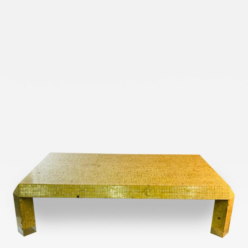 Karl Springer MONUMENTAL MODERNIST TESSELATED BONE COFFEE TABLE