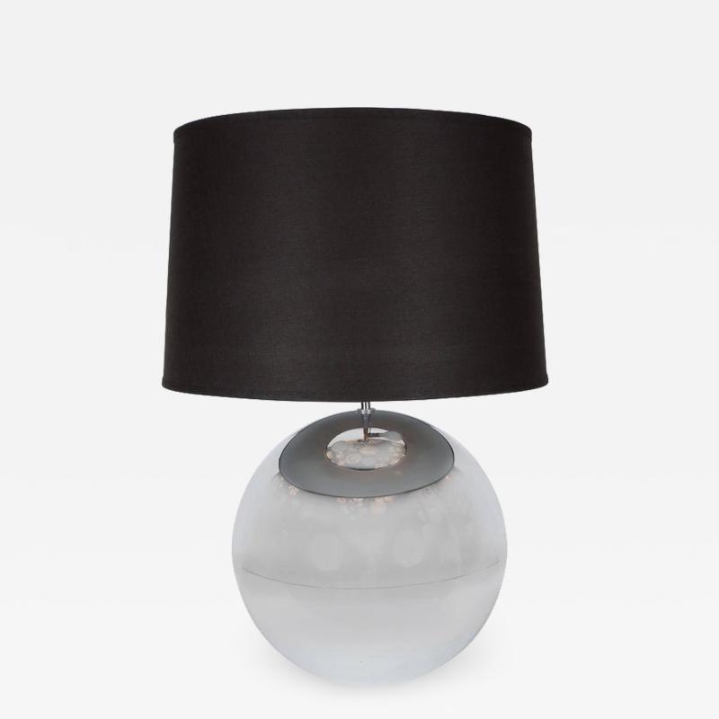 Karl Springer Mid Century Ball Table Lamp in Chrome in the Style of Karl Springer