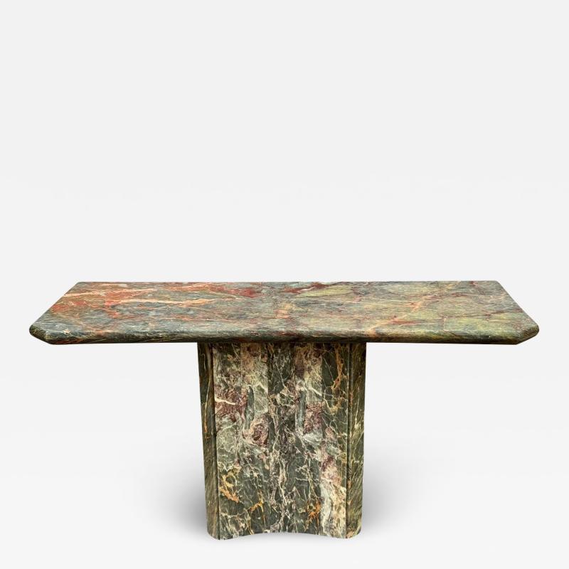 Karl Springer Mid Century Italian Post Modern Green Gray Marble Console Table or Sofa Table