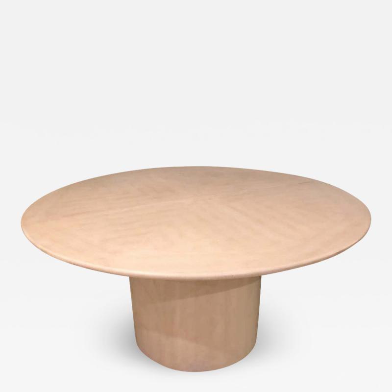 Karl Springer Mid Century Modern Karl Springer Circular Dining Table with 3 Leaves