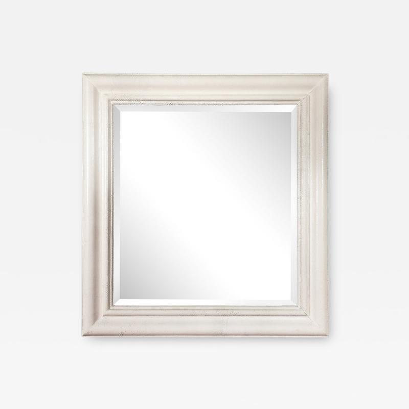 Karl Springer Mid Century Modernist Molding Mirror in White Python by Karl Springer