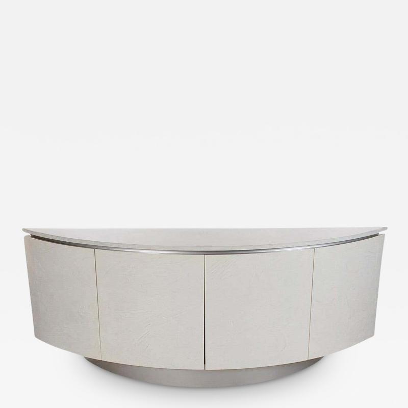 Karl Springer Midcentury Post Modern Demilune Credenza or Cabinet in Glossy Laminate