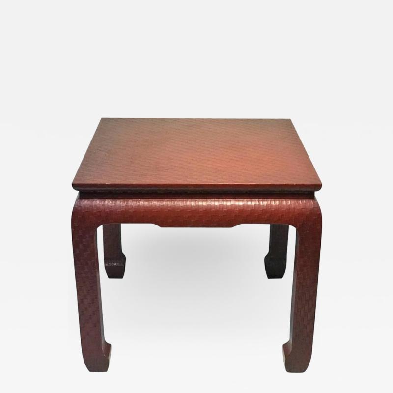 Karl Springer Modern Deep Red Wrapped Grass Cloth Coffee Table in the Manner of Springer
