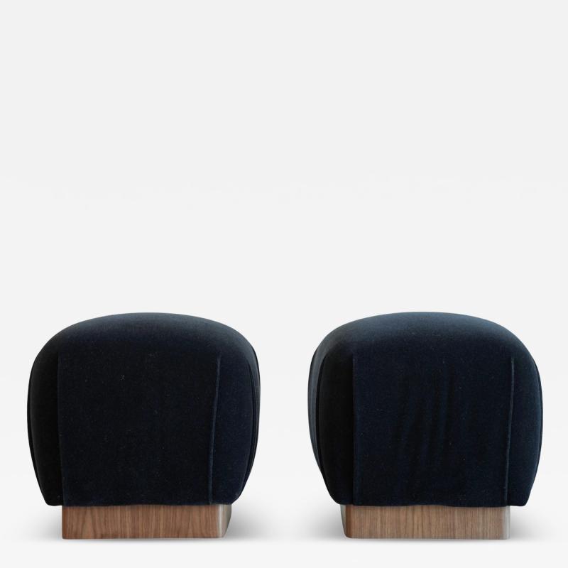 Karl Springer Mohair and Walnut Stools by Karl Springer C 1980s