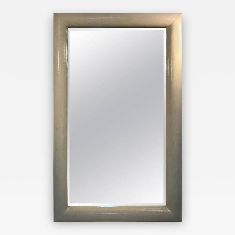 Karl Springer Monumental Faux Snakeskin Wall Mirror in the Manner of Karl Springer