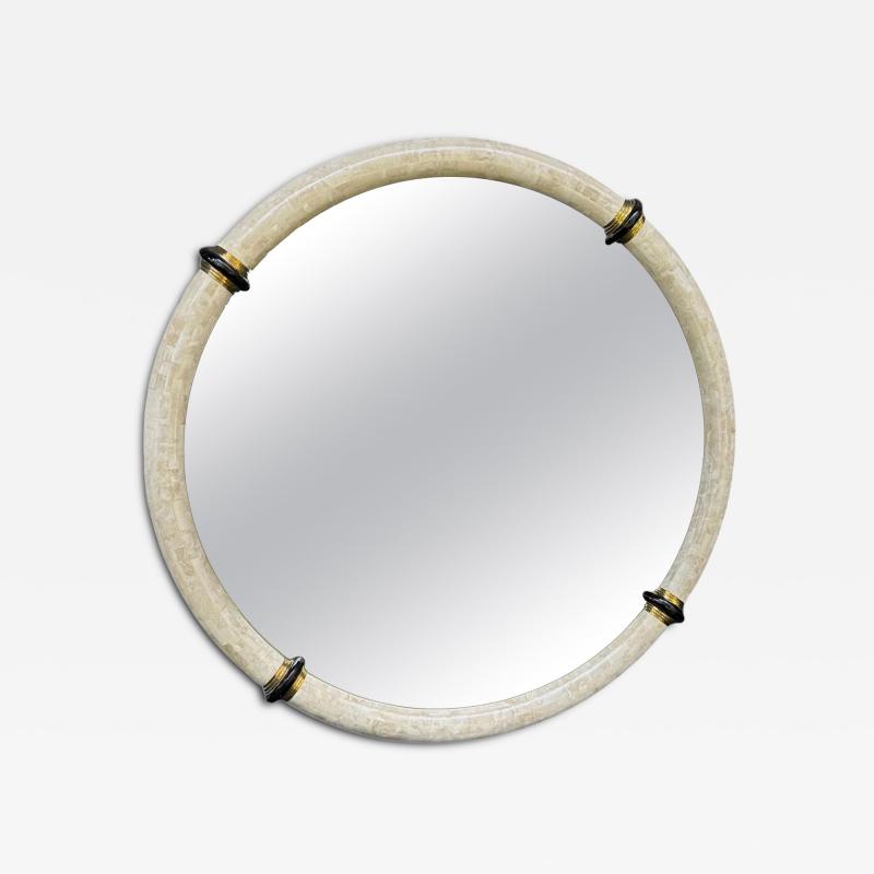 Karl Springer Monumental Karl Springer style Round Mirror Mid Century Modern