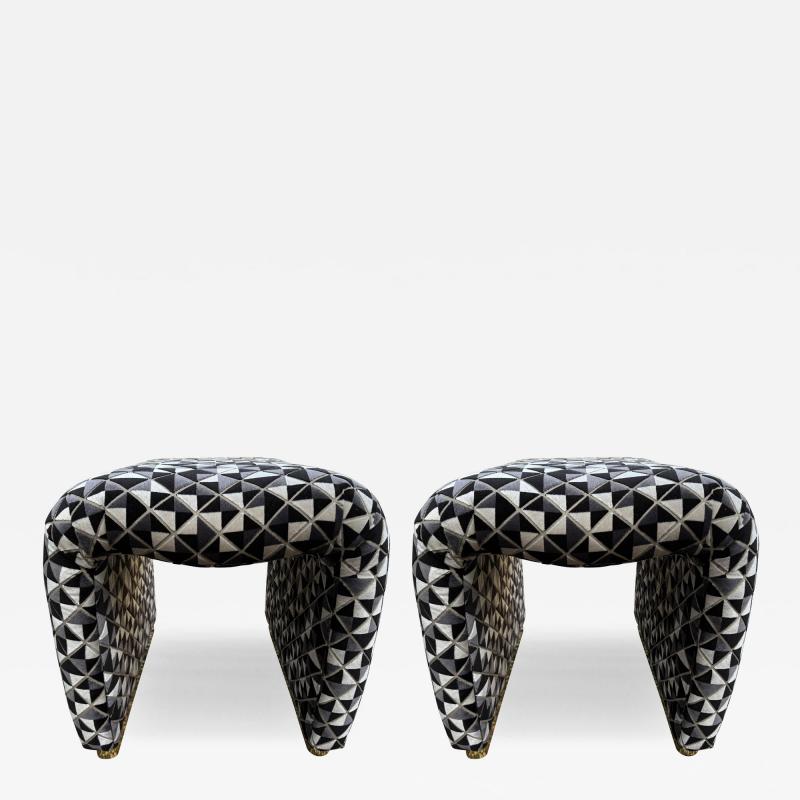 Karl Springer Pair Of Karl Springer Inspired Waterfall Ottomans