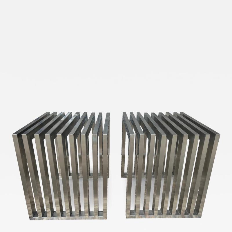 Karl Springer Pair Of Stainless Steel Benches Or Tables