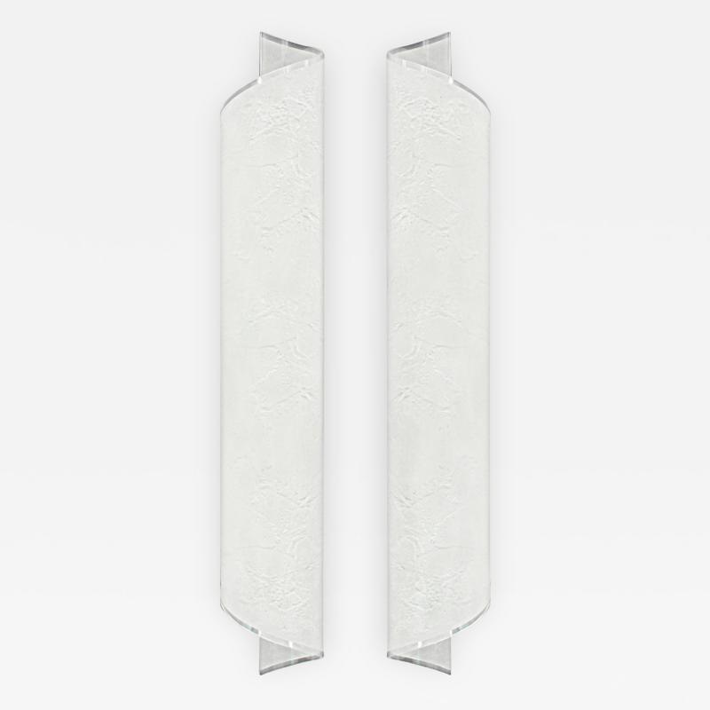 Karl Springer Pair of Sand Blasted Scroll Sconces by Karl Springer