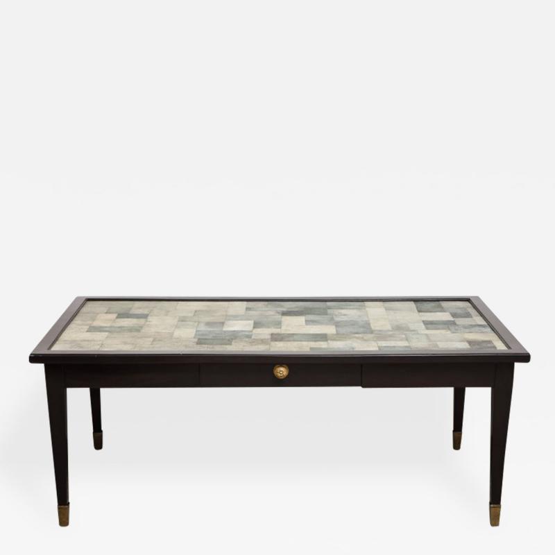 Karl Springer Patchwork Shagreen Top Single Drawer Coffee Table