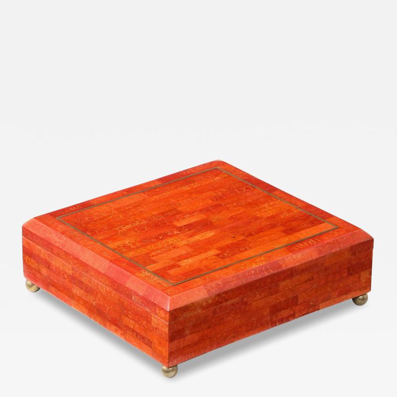 Karl Springer Rare Large Painted Goatskin Jewelry Box by Karl Springer