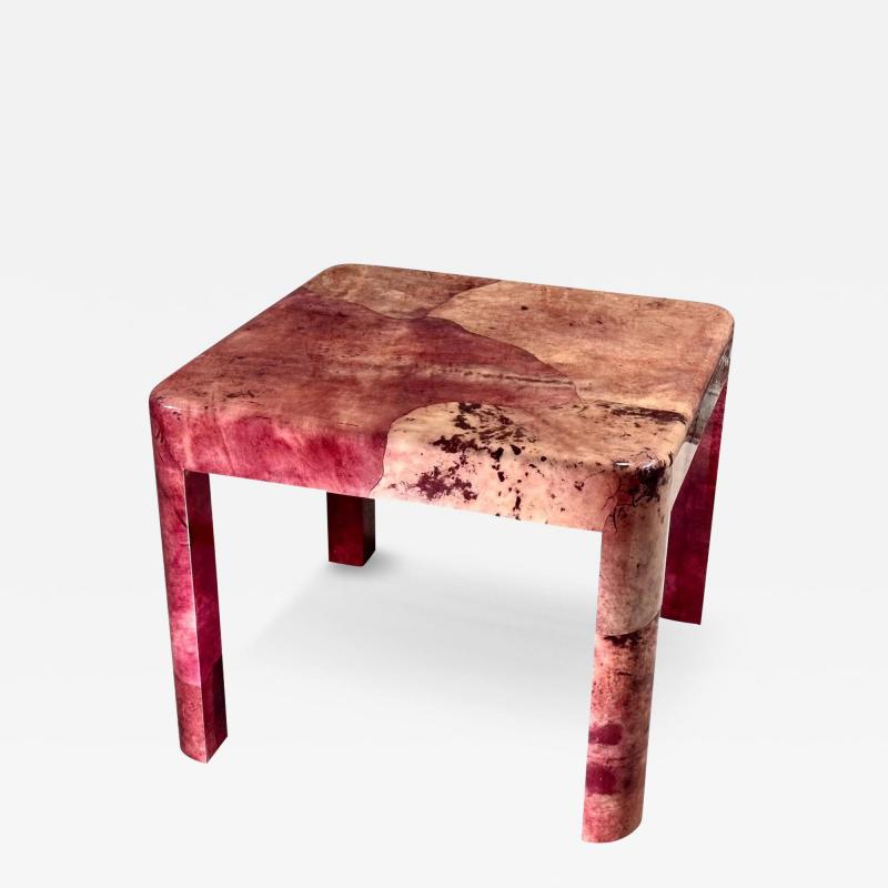 Karl Springer Red Goatskin Game Center Dining Table 1970