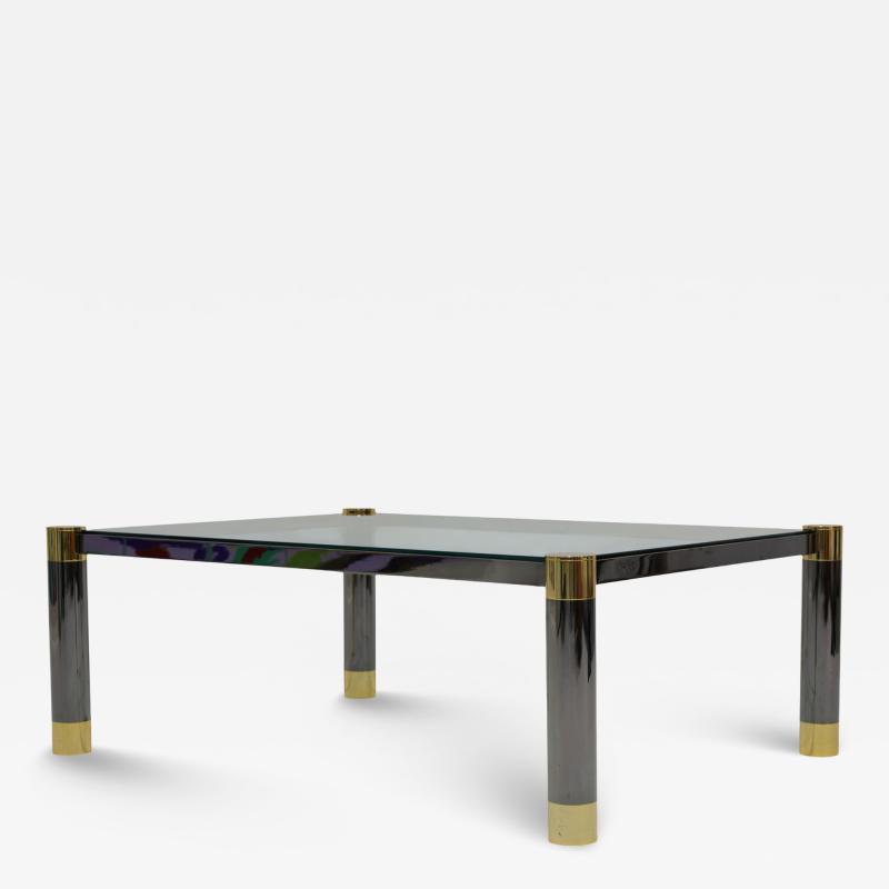 Karl Springer Signed Karl Springer Gunmetal and Brass Cocktail Table 1970s