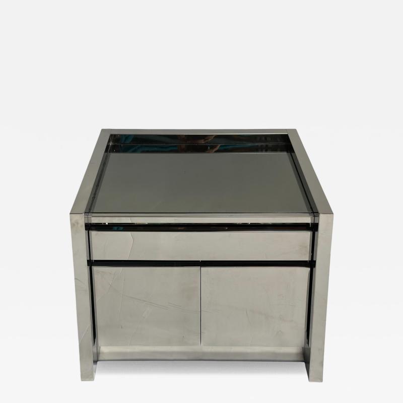 Karl Springer Stainless Steel Nightstand End Table 1980