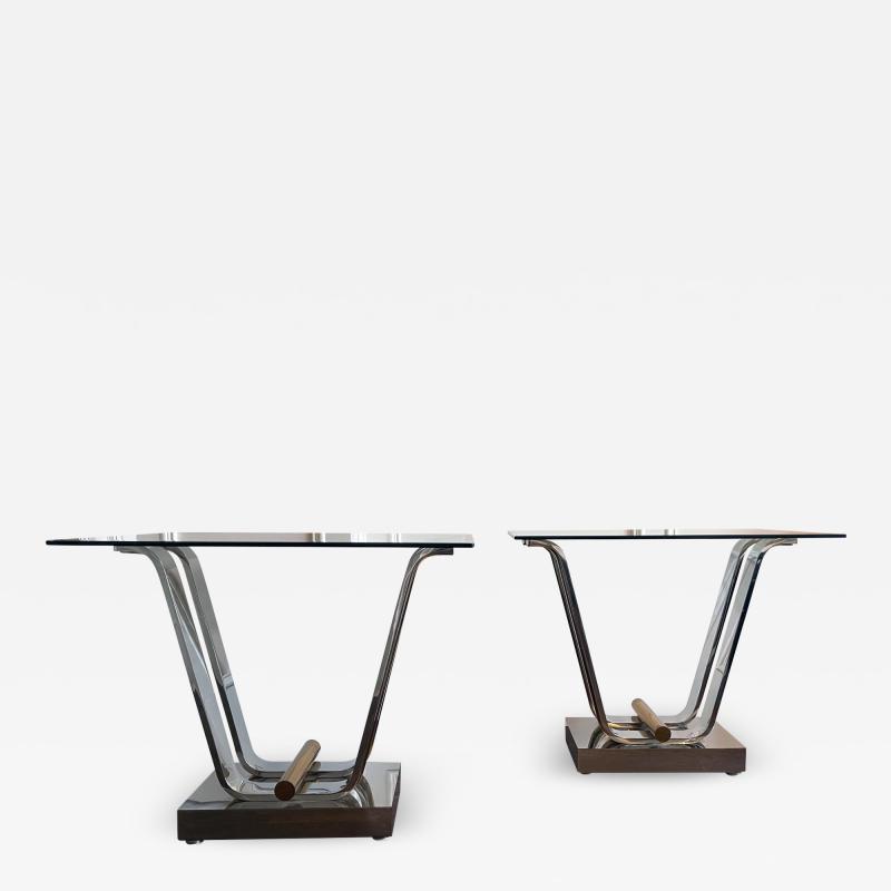 Karl Springer Steel and Brass Tulip Bases for Dining or Console tables by Karl Springer