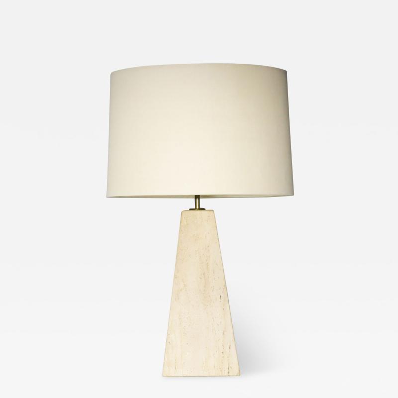 Karl Springer Travertine Base Pyramid Shape Table Lamp
