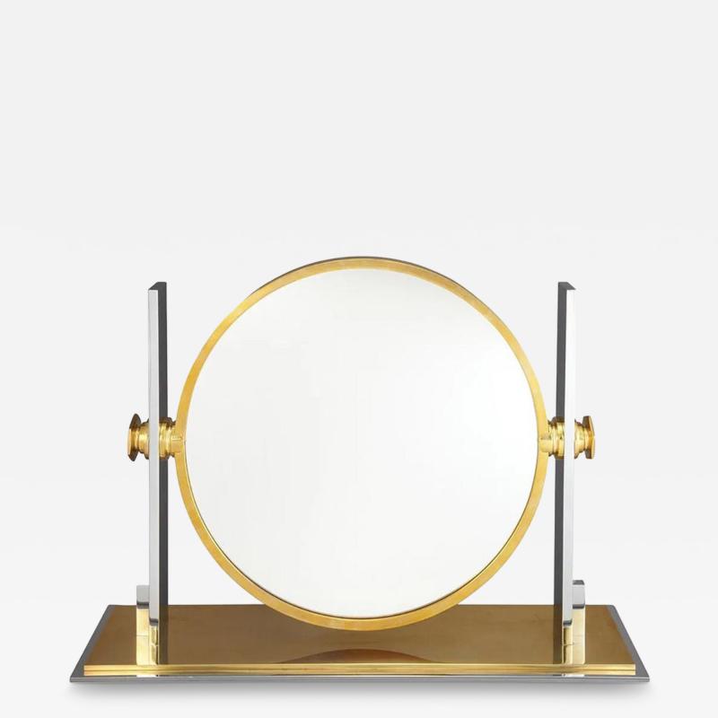 Karl Springer Vintage Karl Springer Mid Century Modern Chrome Brass Table Mirror