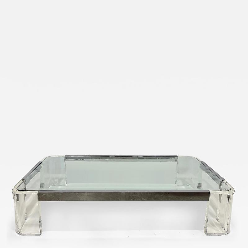 Karl Springer Vintage Lucite and Chrome Coffee Table in Karl Springer Style