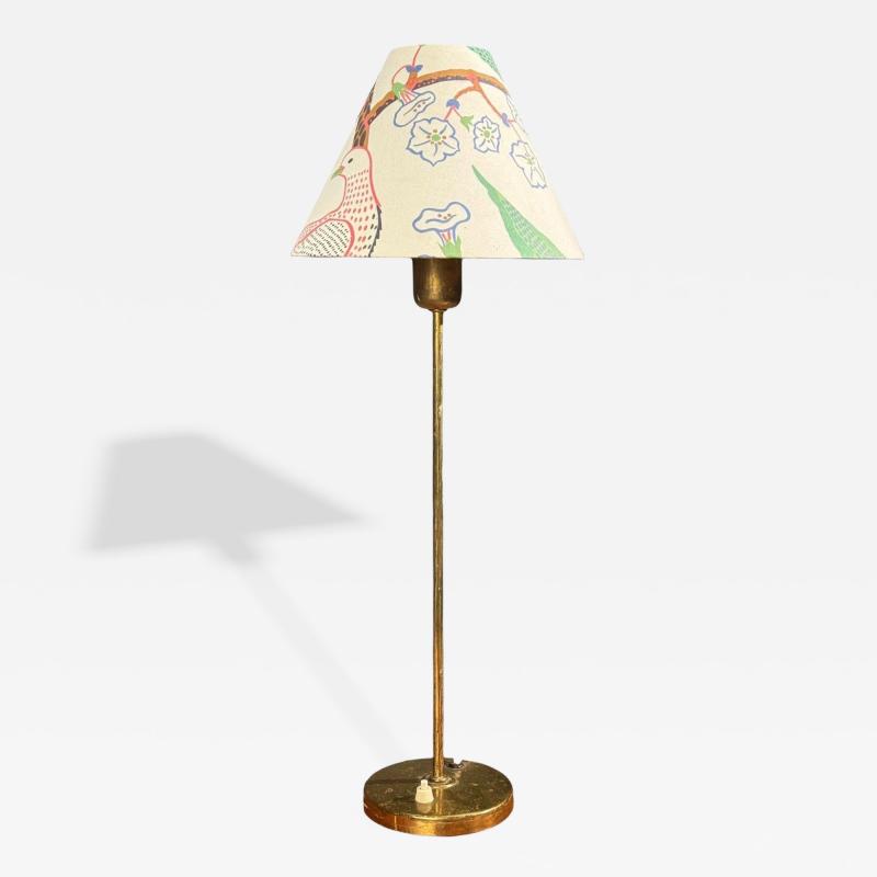 Karlskrona Lampfabrik Table Lamp Brass Josef Frank Fabric Sweden 1940s