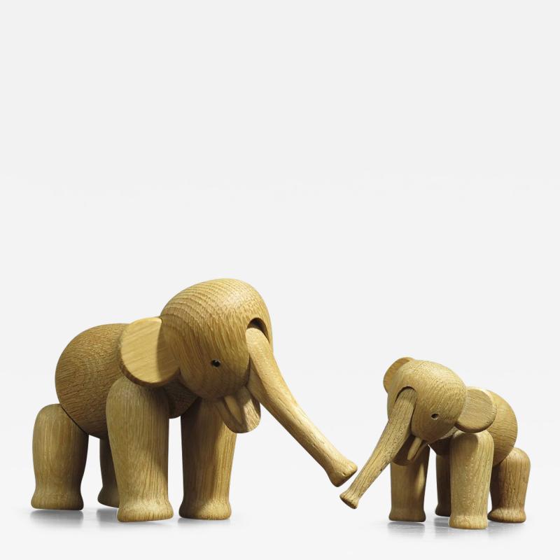 Kay Bojesen Pair Kay Bojesen White Oak Elephants Iconic Danish Wooden Toy