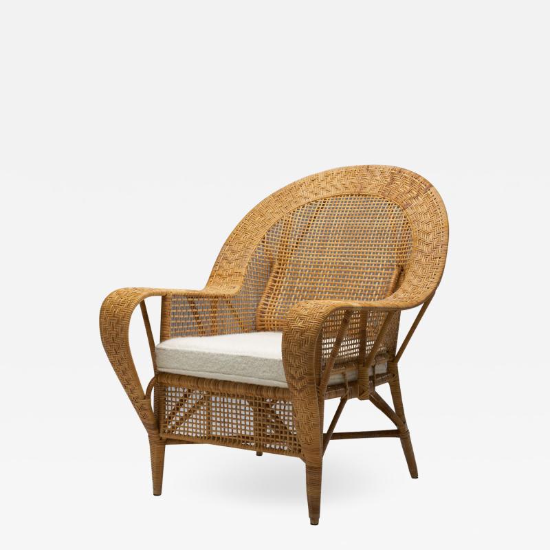 Kay Fisker Kay Fisker Canton Rattan Lounge Chair for Robert Wengler Denmark 1950s