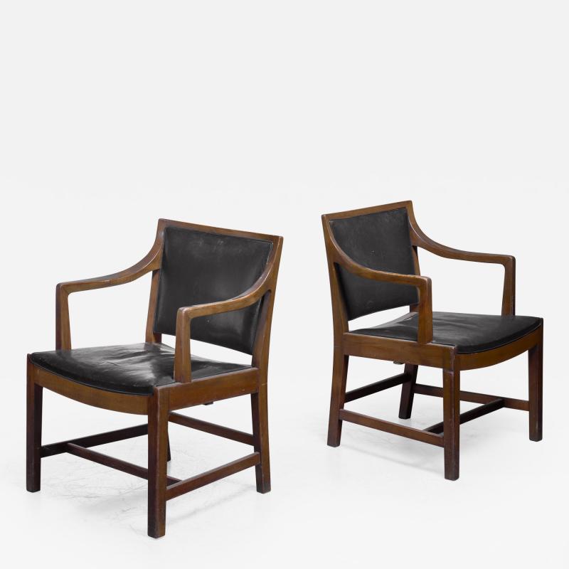 Kay Fisker Pair of Kay Fisker attributed armchairs in dark green leather